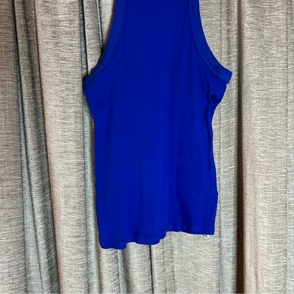 Free People Royal Blue High Neck Ribbed Tank Top Size Small - Picture 4 of 11